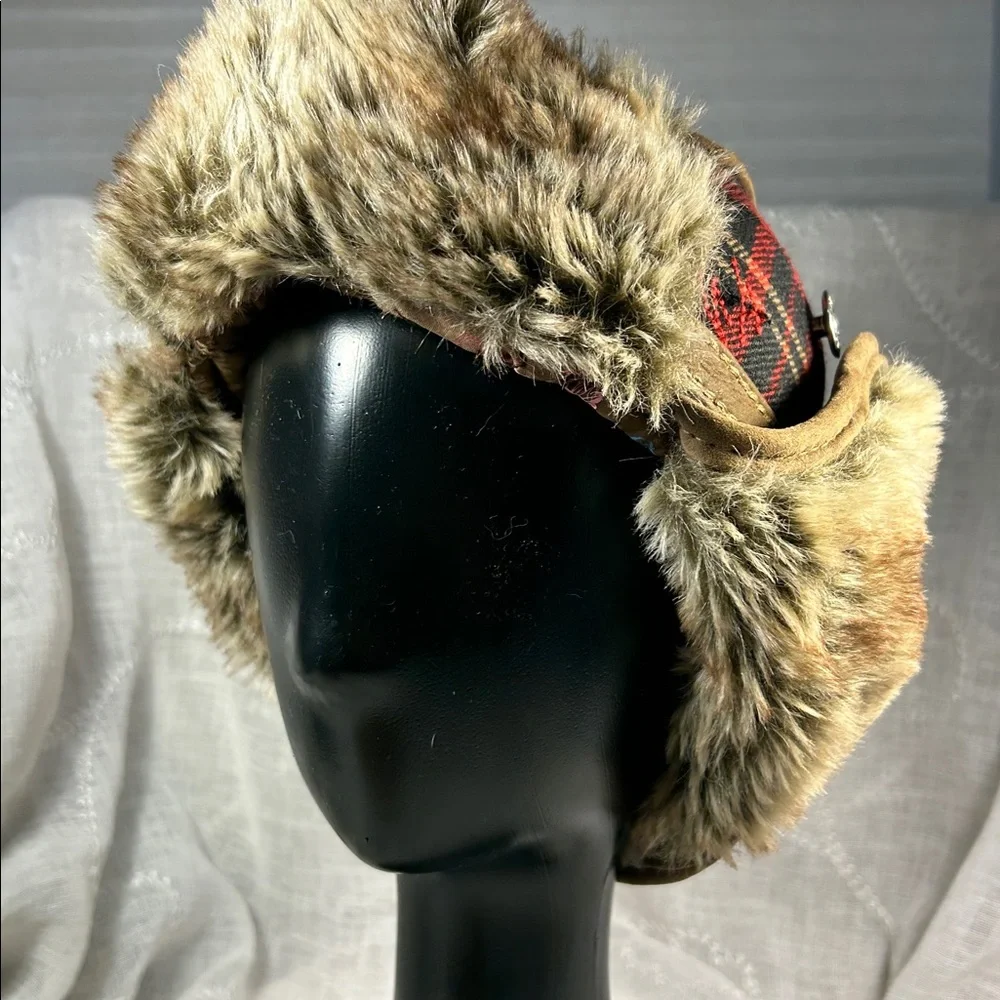 True Religion plaid winter hat with ear covers